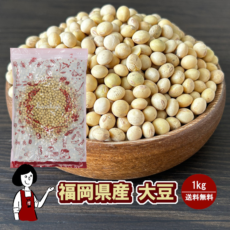 福岡県産大豆《ふくよかまる･3等級･中粒》 1kg / チャック付 メール便 送料無料