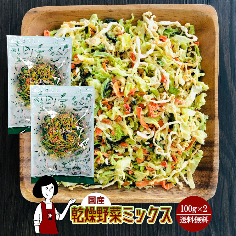 国産 乾燥野菜ミックス 100g×2 / チャック付 メール便 送料無料