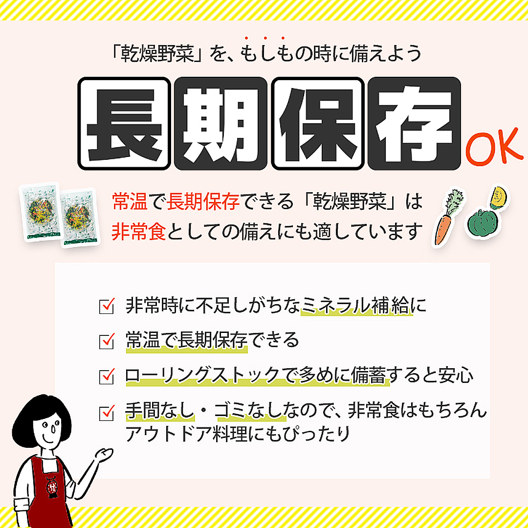 乾燥野菜 九州産 国産 ボイル済み ドライベジ 保存食 時間短縮